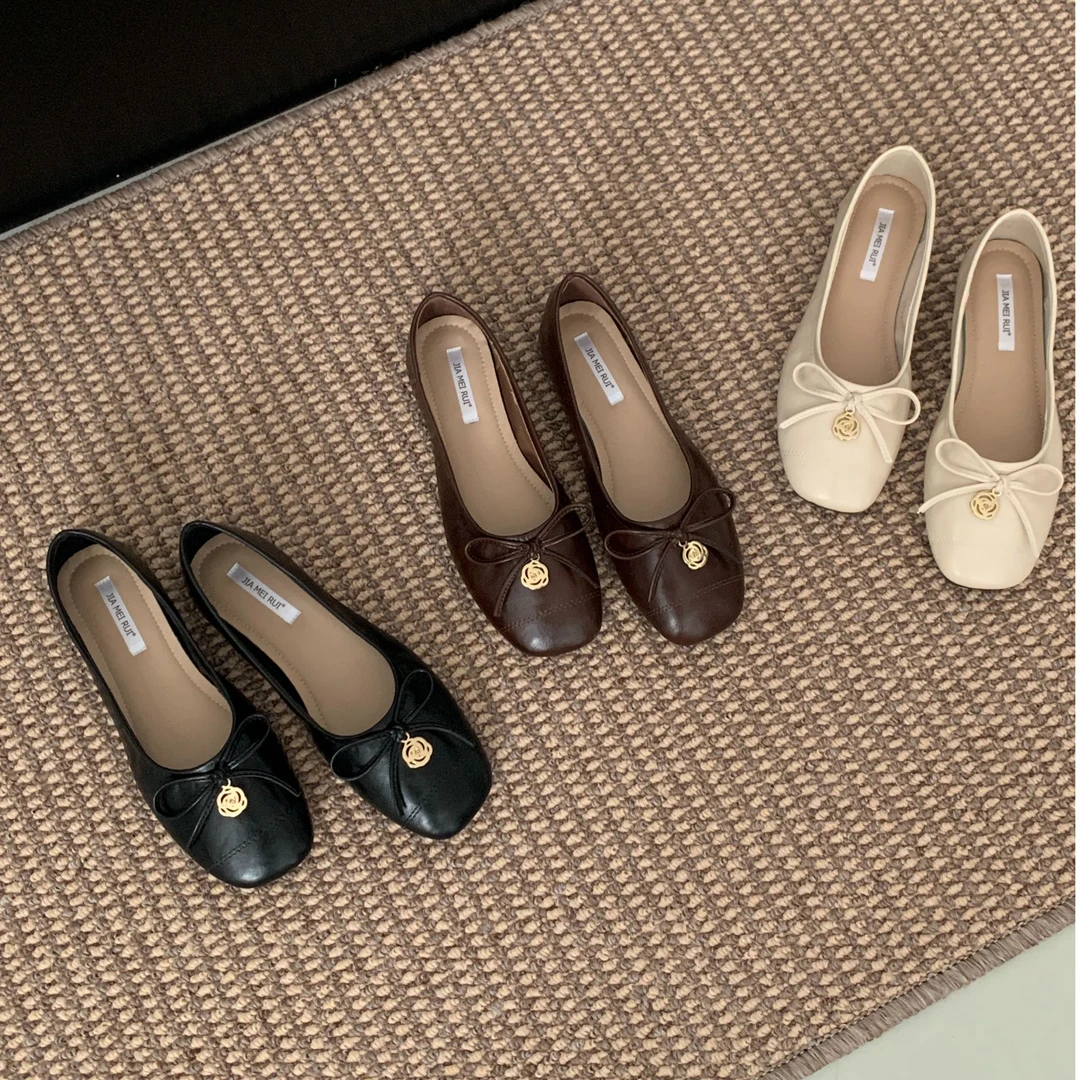 893-23 玛丽珍女鞋春季山茶花单鞋2024新款小香风法式软底奶奶鞋