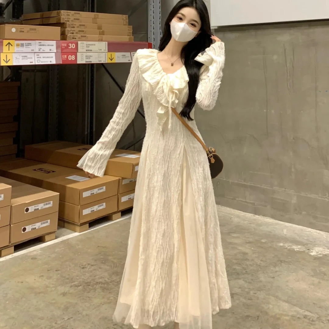 【一见倾心2】冬季嘉莉法式收腰显瘦连长袖连衣长裙女装连衣裙气质