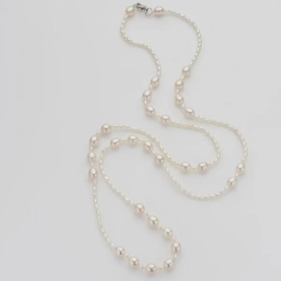 【冬天的毛衣链】 3-7mm淡水无核珍珠s925银百搭毛衣项链XL80297SY