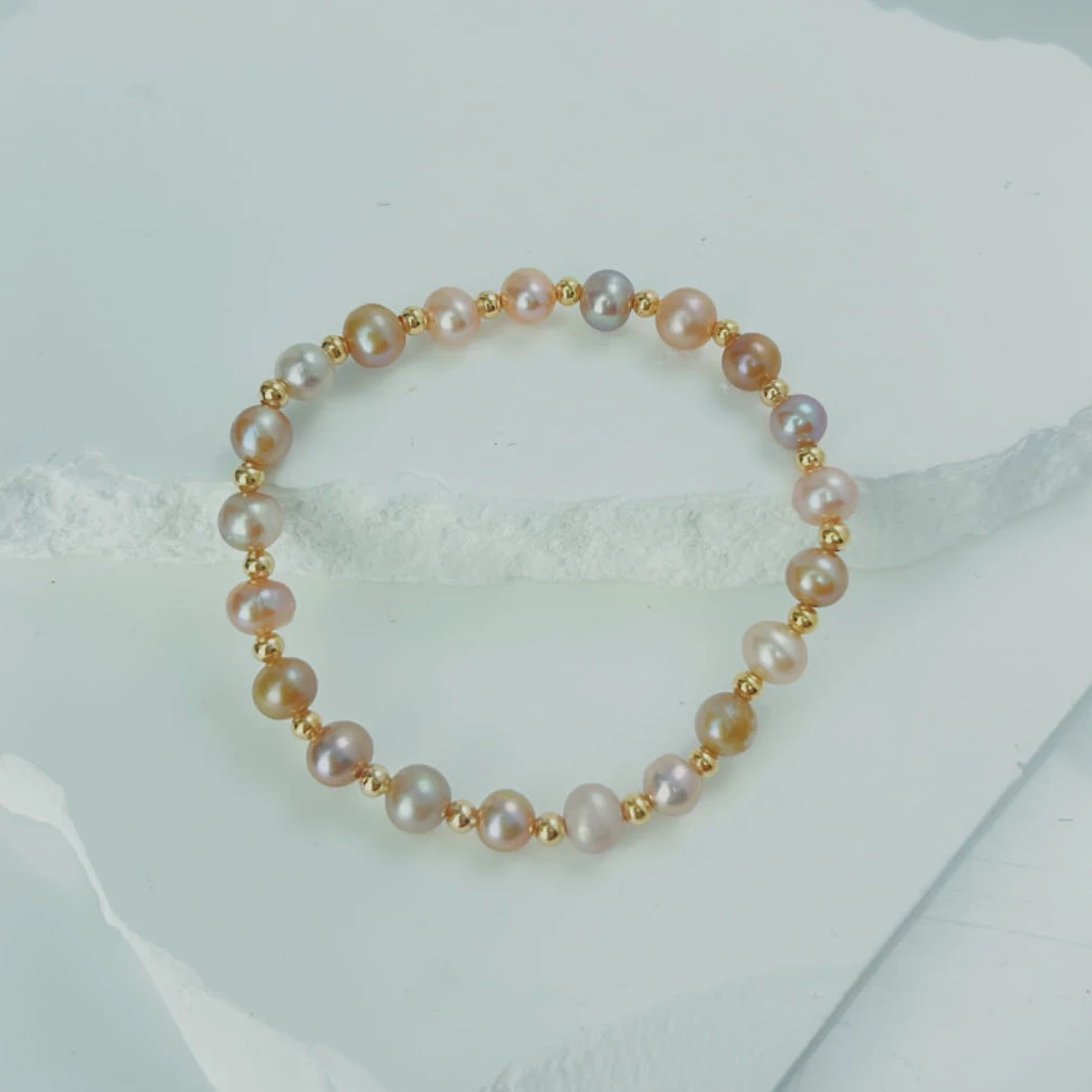 【福利彩霞】约5-6mm淡水无核珍珠手链 经典时尚百搭气质DSL00569