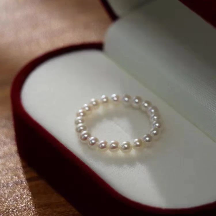 【baby珍珠戒指】3-4mm天然淡水无核珍珠戒指纯天然时尚 DJZ00808