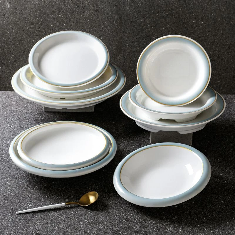 密胺餐具盘子商用火锅圆形菜盘酒店饭店餐厅炒菜凉菜仿瓷圆盘餐盘