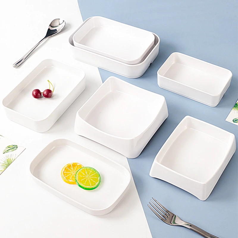 密胺餐具白色火锅密胺配菜盘子菜盘仿瓷碟叠加烤肉盘商用多层餐盘