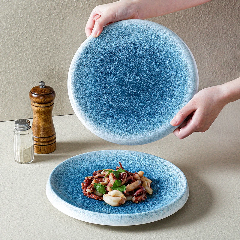 密胺密胺餐具仿瓷圆盘平盘圆形餐盘火锅烤肉菜盘商用酒店炒菜盘子