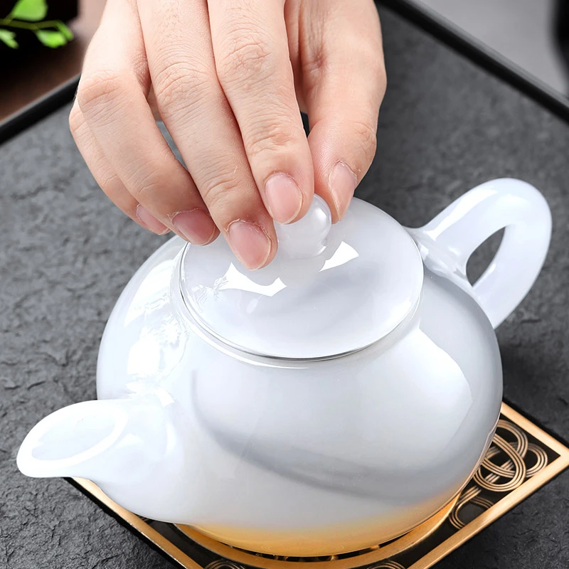 水墨纹似玉琉璃茶具大容量泡茶壶家用高端茶器功夫茶具家用西施壶