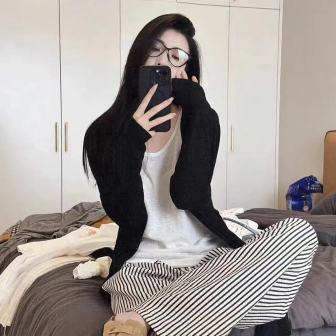 慵懒开衫超软糯凉快开衫薄款长袖夏季透气宽松简约风显瘦纯色
