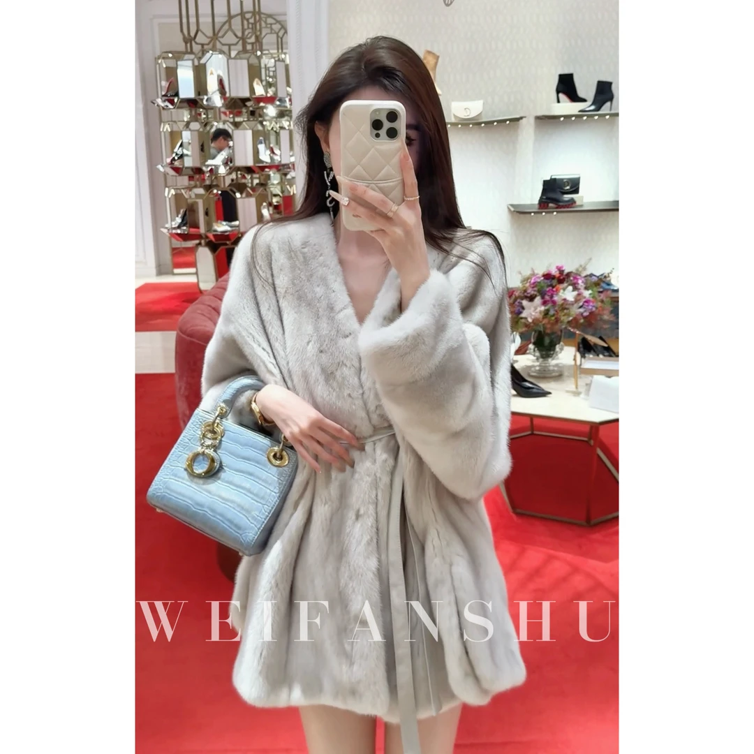 WEIFANSHU/魏凡舒【清冷贵妇】秋冬贵气简约时尚水貂外套红人上新
