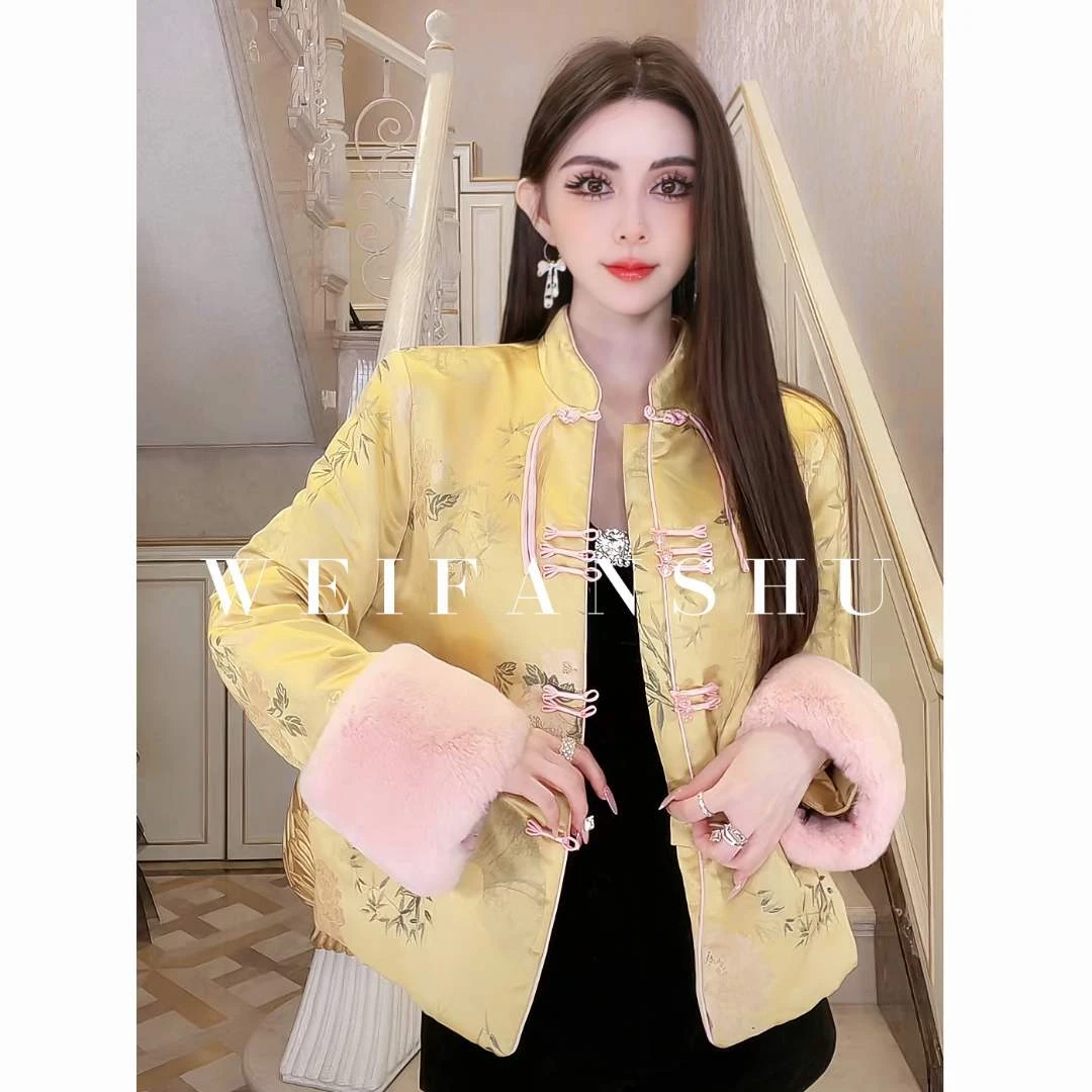 WEIFANSHU/魏凡舒【玉堂春暖】秋冬设计感甜美重工国风白鹅绒外套
