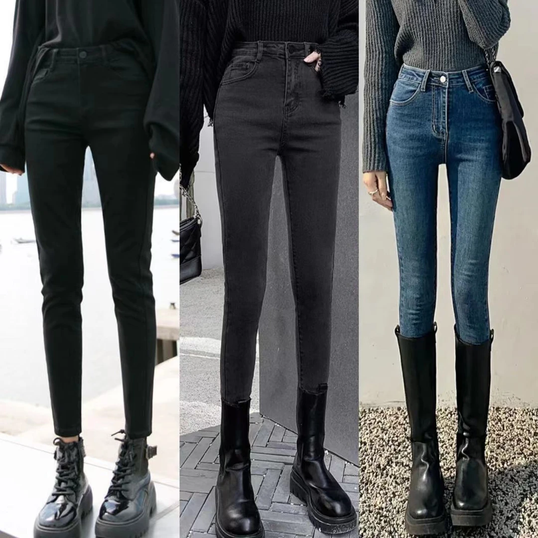 高腰小脚牛仔裤女2025年秋季新款显瘦弹力紧身外穿弹力铅笔裤子