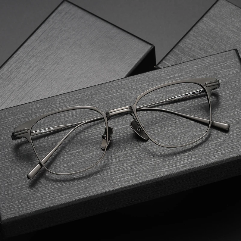 超轻纯钛商务时尚复古眼镜架 手工日系方框可配近视光学眼镜框