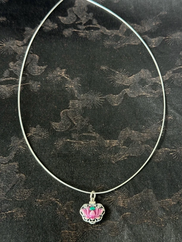 925银珐琅银制品 国风纯银项圈