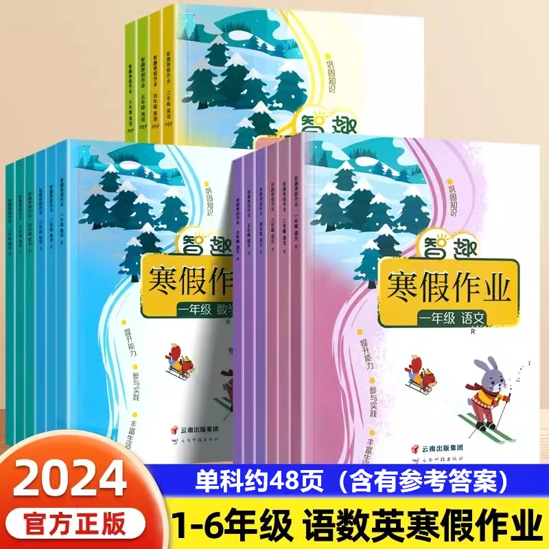 智趣寒假作业一二三四五六年级语文数学英语人教部编版RJ假期上册