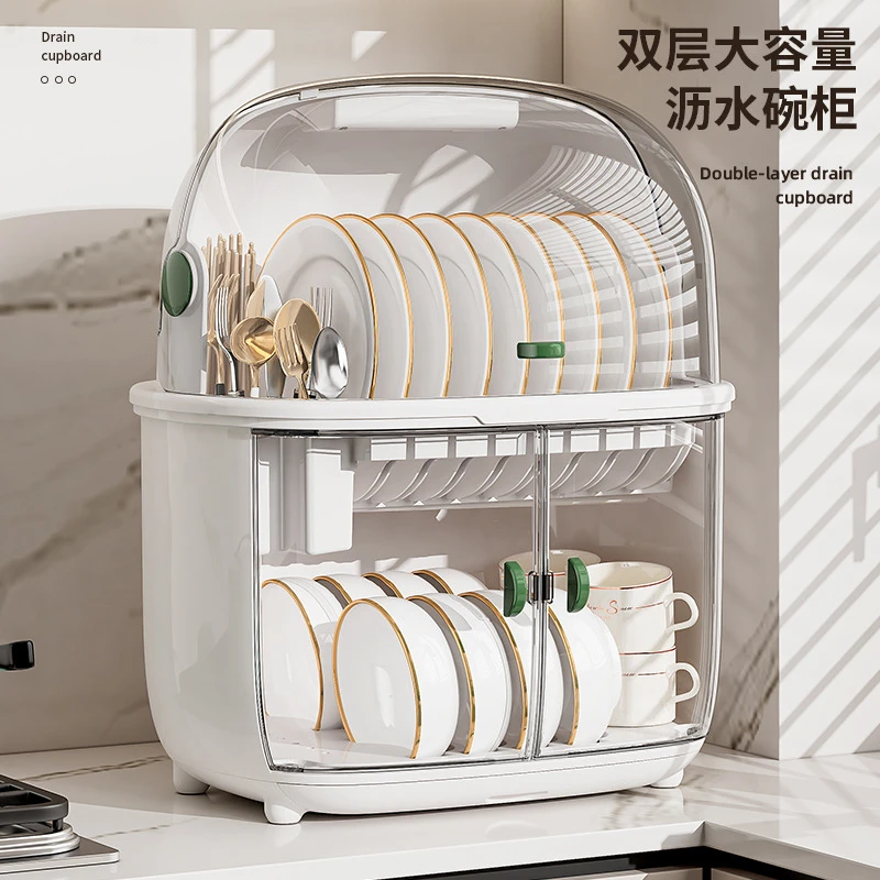碗碟沥水架碗盘收纳架带盖放碗箱装碗碟盘筷子家用置物架子收纳盒
