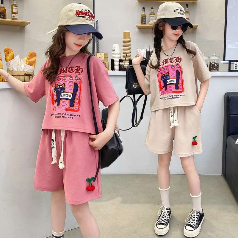女童夏季运动套装网红儿童洋气短裤2024新款夏装大童休闲套装夏款