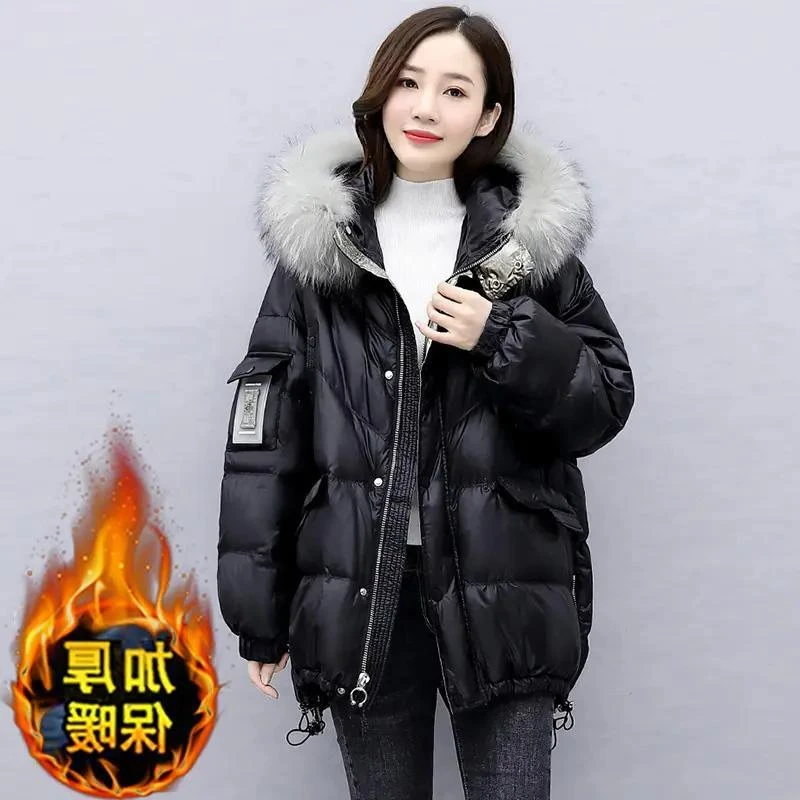 新款九江羽绒服服女士2023冬季新款胖mm显瘦加绒加厚宽松连帽棉