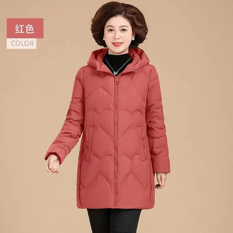 妈妈羽绒服中长款大码2023新款老年人羽绒服中老年女冬装外