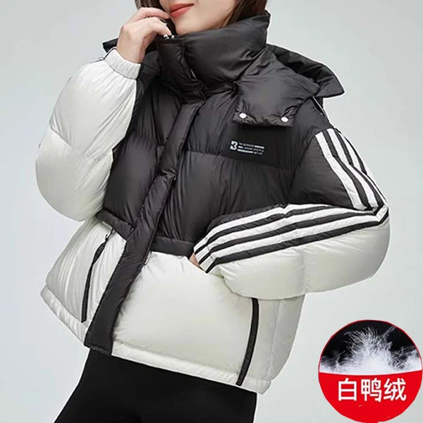 羽绒服女短款2023冬季新款小个子连帽加厚保暖开衫外套大码潮