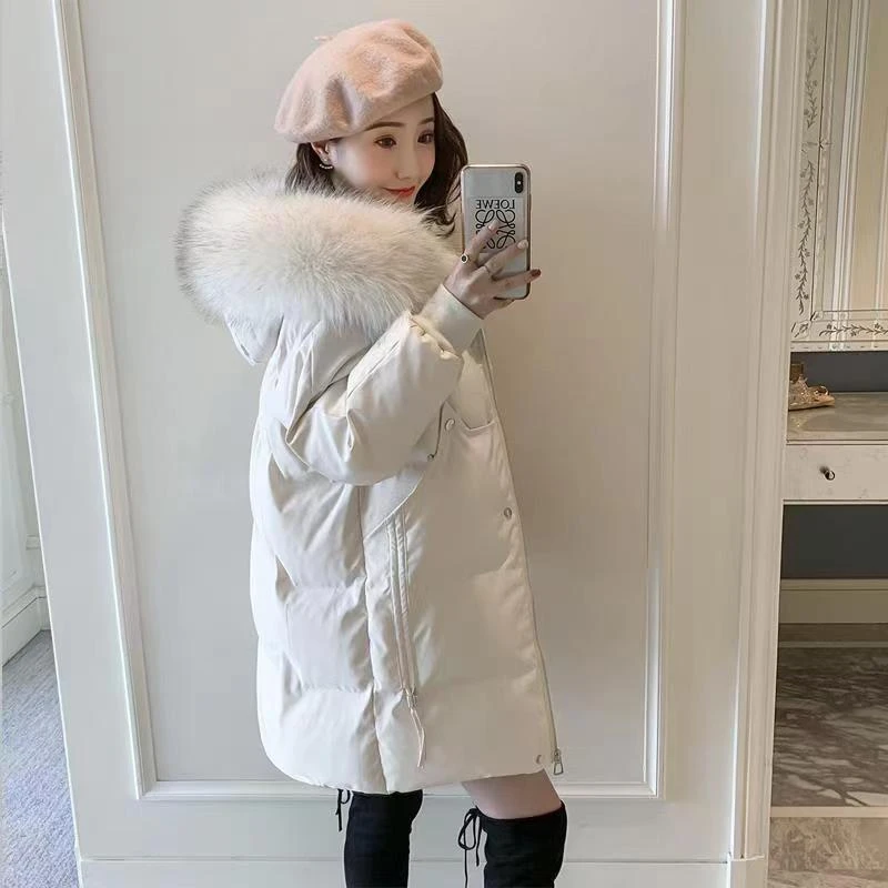 新款大毛领羽绒服女中长款2023冬季新款加厚小个子羽绒羽绒服羽绒