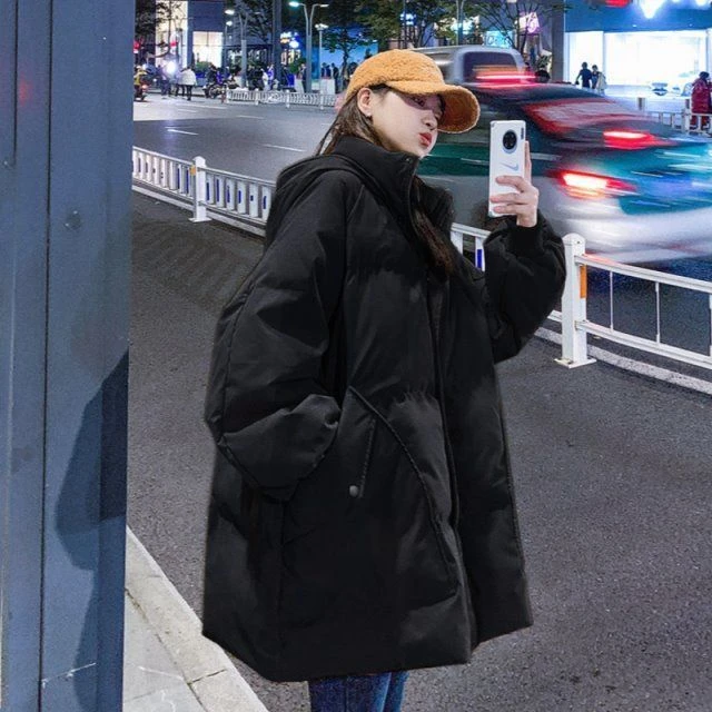 特大码300斤胖加厚羽绒服棉衣港风原宿女秋冬新款宽松连帽外套