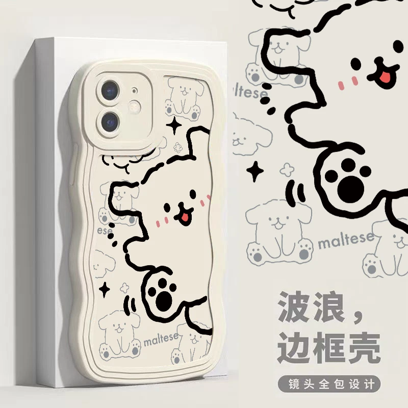 小众线条小狗苹果14华为nova11手机壳vivo适用oppo红米一加11