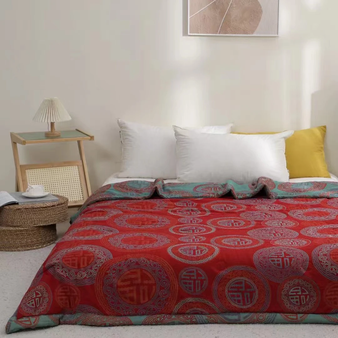 【福临门】厚2.0*2.3M高端纯棉双层纱舒适柔软亲肤轻薄加厚机洗棉被