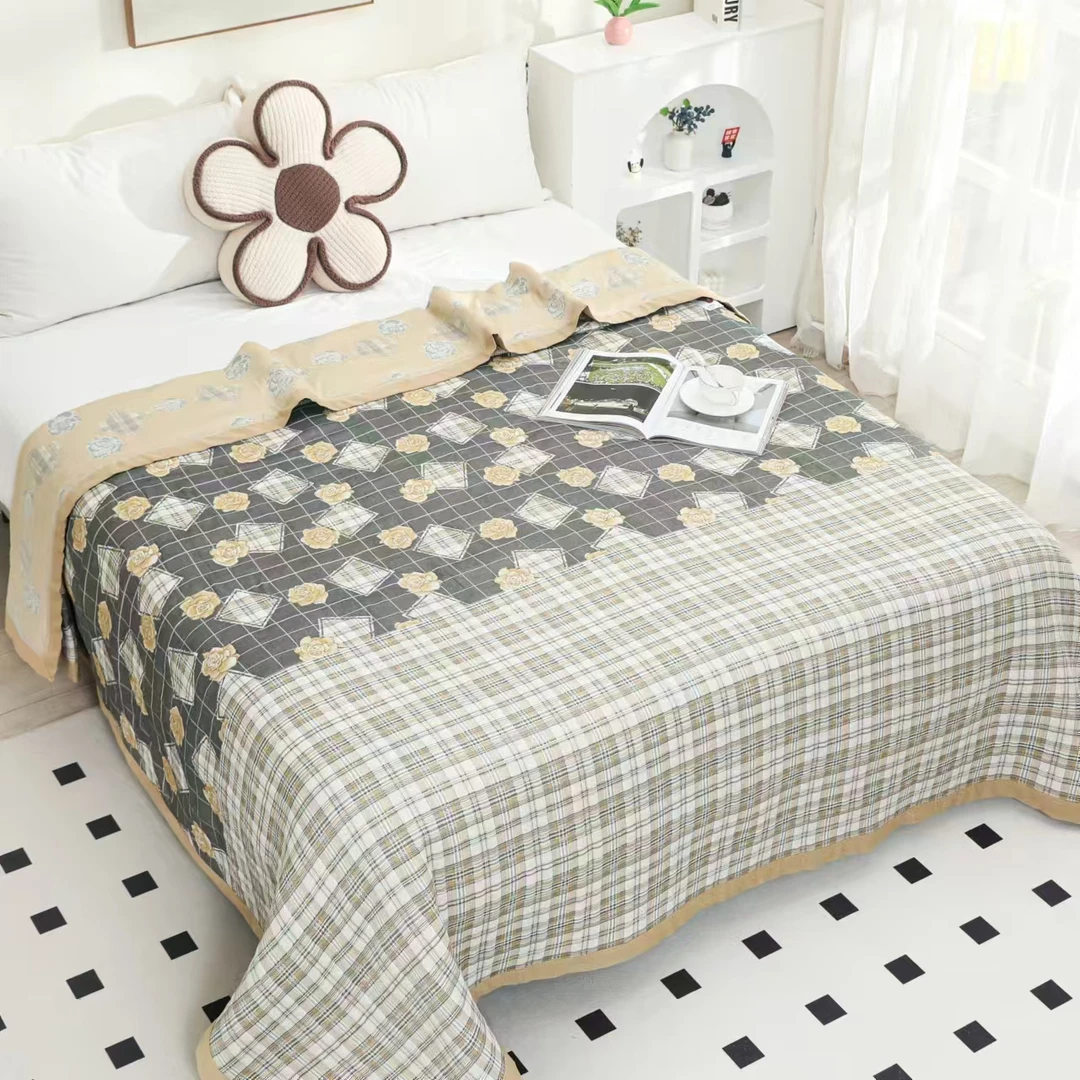 【黄色盛景玫瑰床盖】230*250cm新品热特姆A类柔软亲肤透气舒适床盖