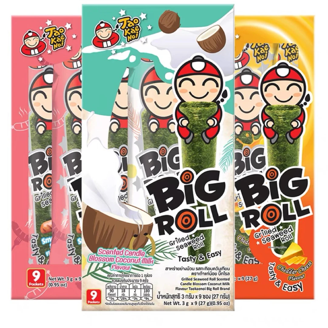 泰国进口TaoKaeNoi老板仔海苔卷27g香脆烤海苔即食紫菜儿童小零食