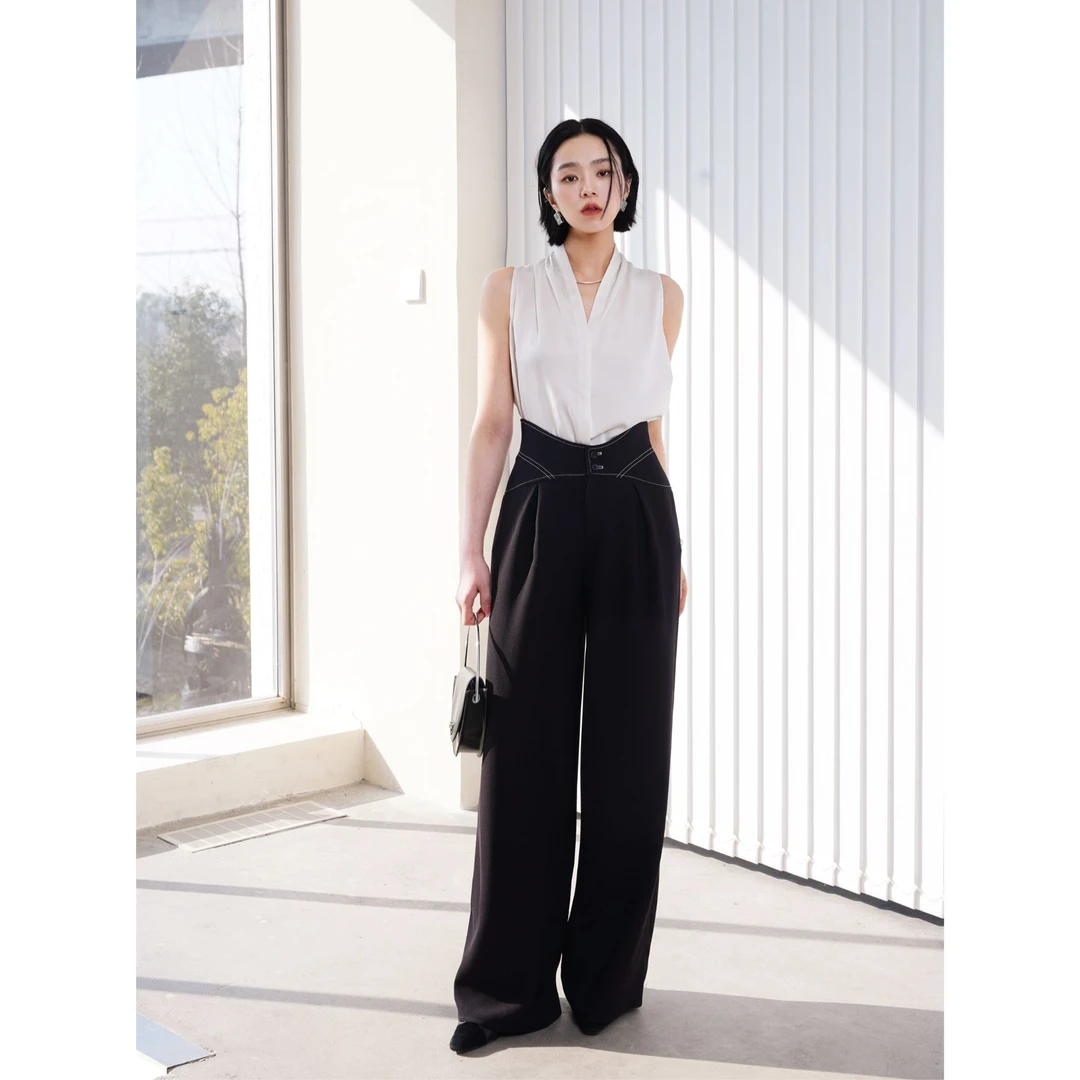 【显瘦一圈蝴蝶腰】必入软骨鱼骨腰丰高腰巨显腿长瘦腰阔腿长西裤