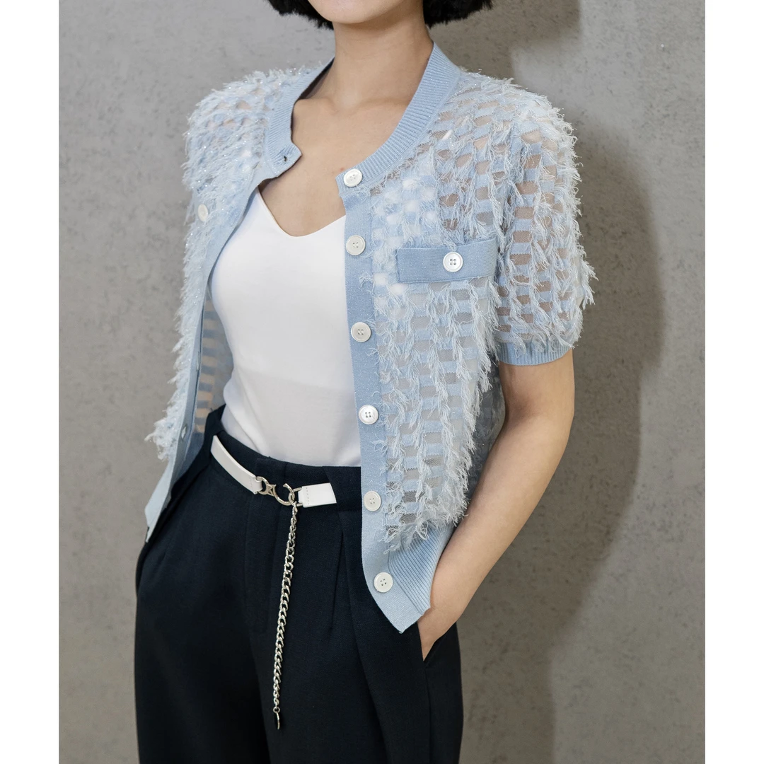 【小伴】特种纱线针织 夏季超仙精致短袖针织开衫