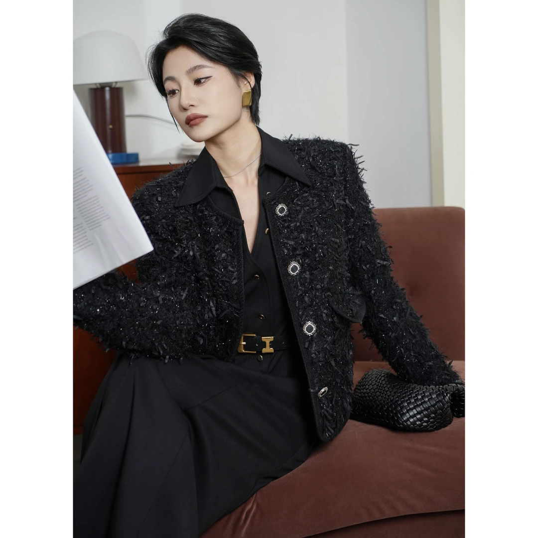 【千金归来】黑天鹅小香羽绒服系列长短款定制混纺面料冬季外套