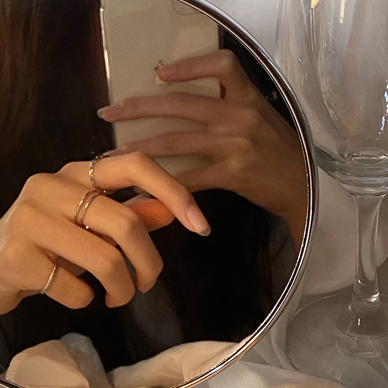 素圈套装戒指女个性小众设计感简约尾戒冷淡风