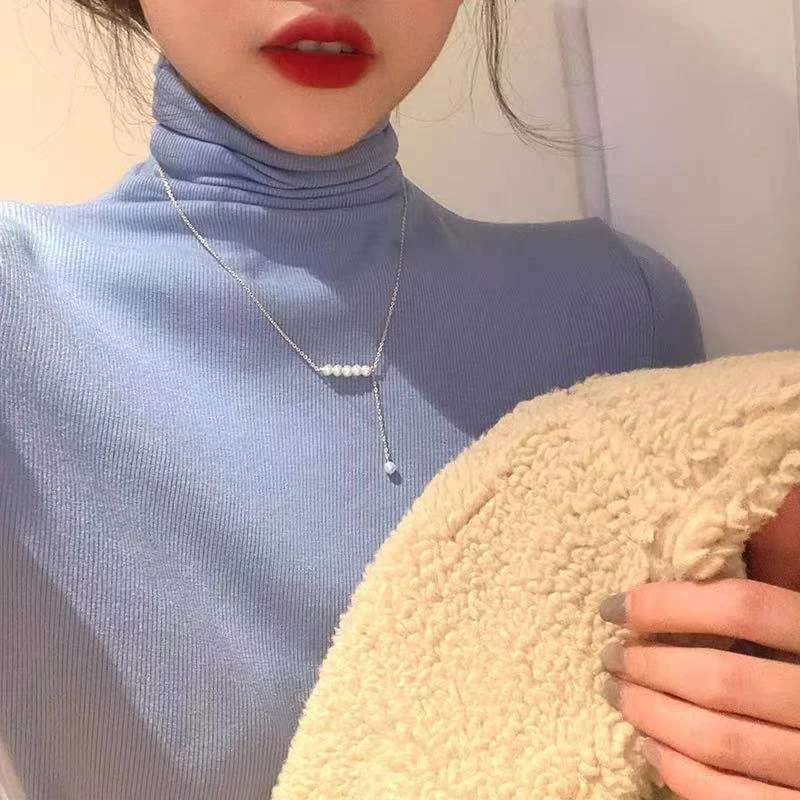 日韩in银色珠珠项链轻奢小众设计感早春锁骨链