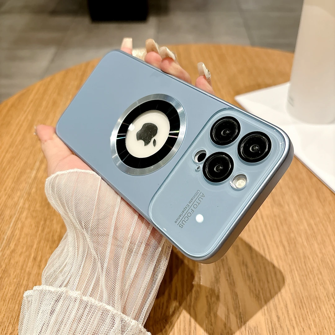 适用于苹果11—16系列手机壳简约个性高级磁吸漏标后壳官方大视窗