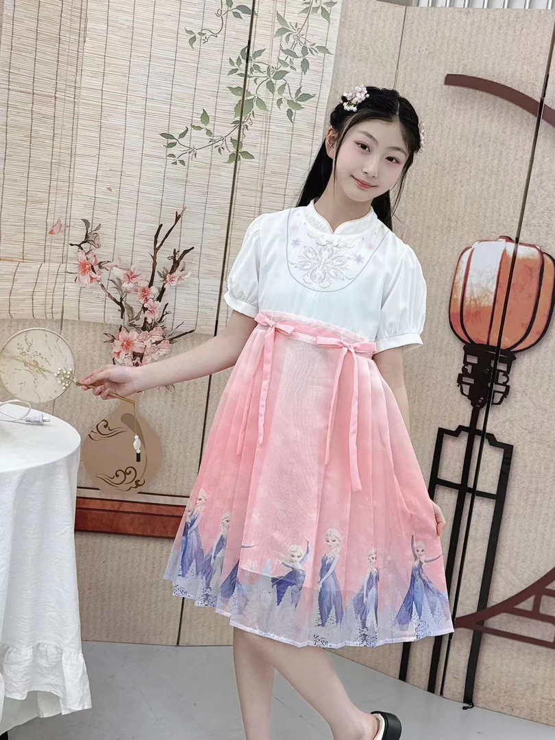 女童夏季新款卡通马面裙女宝古风连衣裙