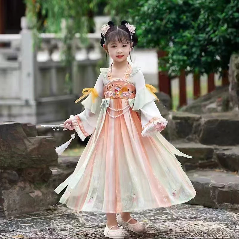 女童汉服秋季2024新款儿童古装中国风唐装女孩超仙襦裙中秋节演出