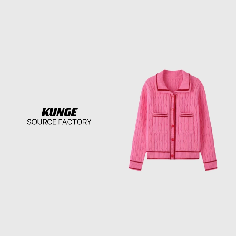 KUNGE 时尚女士针织提花羊毛针织毛衣-8670