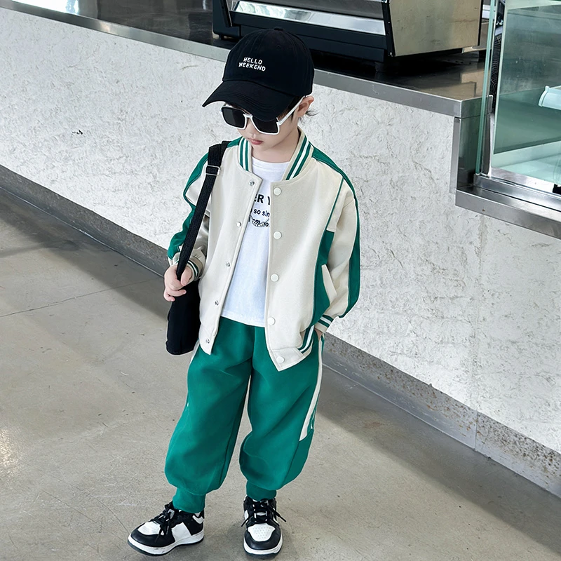 男童秋款套装2024新款酷帅棒球服儿童运动服时髦男孩洋气两件套潮