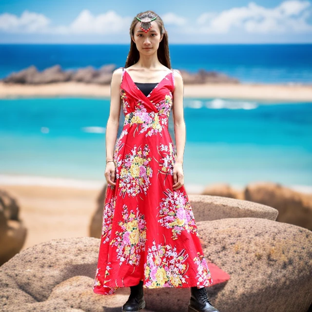 波西米亚手工钉珠吊带裙气质亮片裙民族风夏季时尚修身露背连衣裙