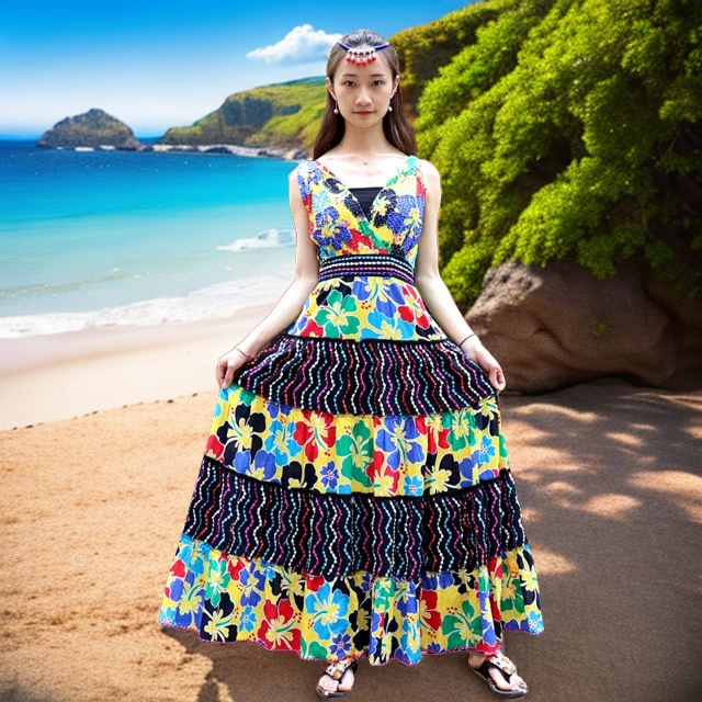 波西米亚显瘦夏季时尚性感度假风沙滩裙收腰民族风女装连衣裙风格