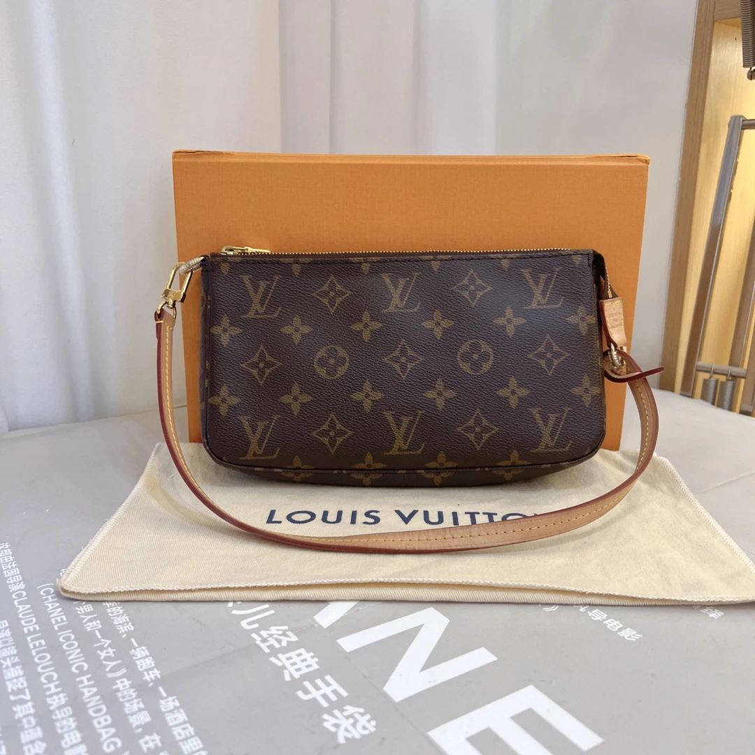 95新 LouisVuitton/路易威登 经典 老花 大麻将包 可手提腋下