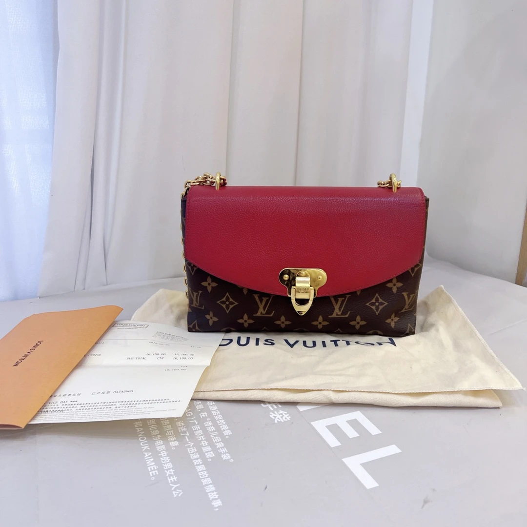 95新 LouisVuitton/路易威登 经典老花拼色传奇 翻盖链条包