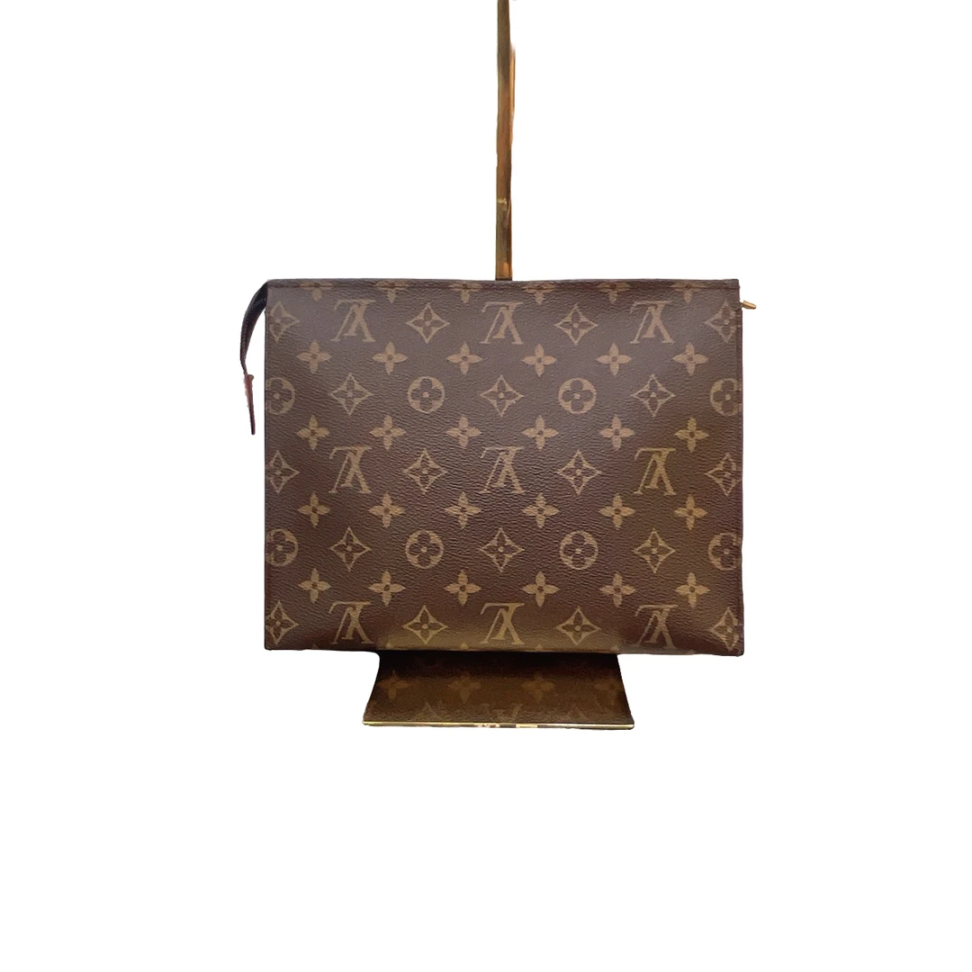95新 LouisVuitton/路易威登  经典棕色老花洗漱包26 手拿包