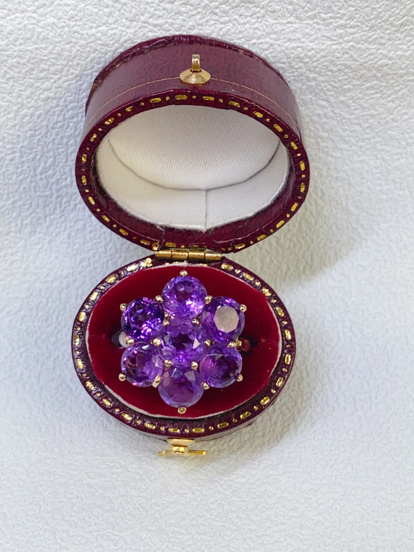 欧洲回流西洋vintageK金紫晶戒指7604