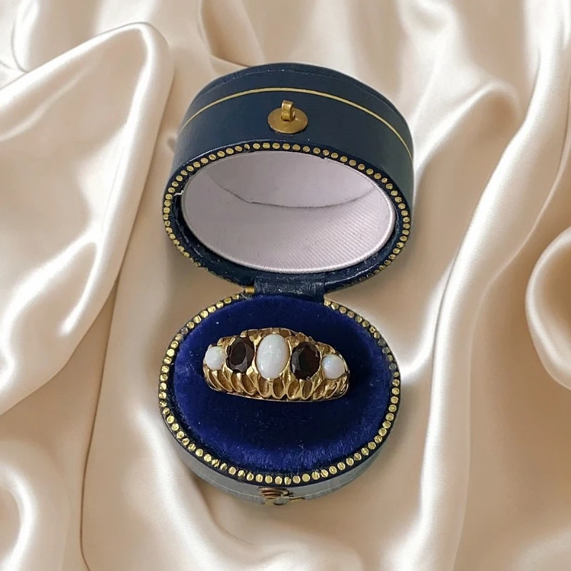 欧洲回流西洋vintageK金石榴石戒指5618