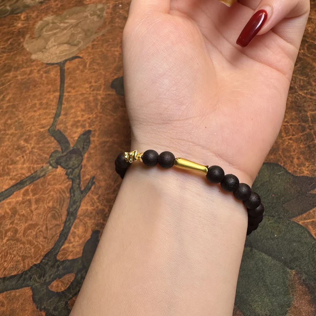 《降香小鱼》6mm天然缅甸小叶降真香单圈设计款手串