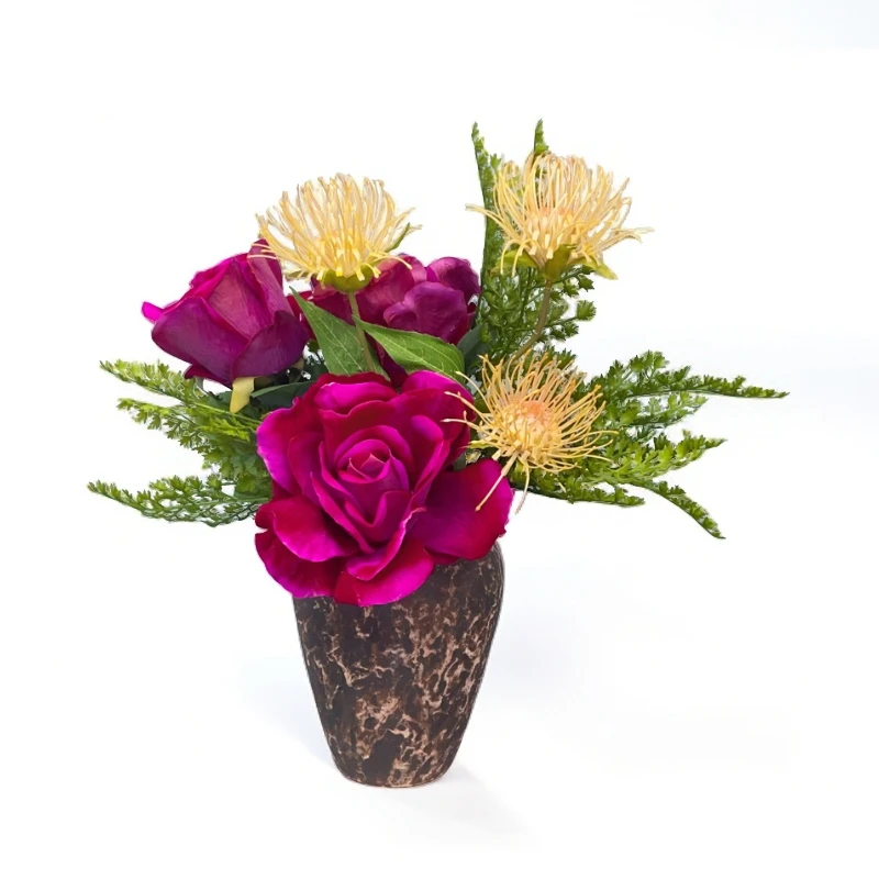 新品紫色绢布仿真花花束桌花台面插花套装2024流行花束作品