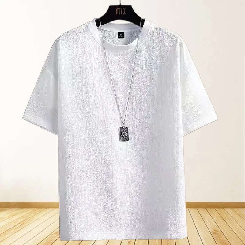 半袖T恤休闲百搭宽松潮流薄款透气体恤男士男式夏季圆领冰丝短袖