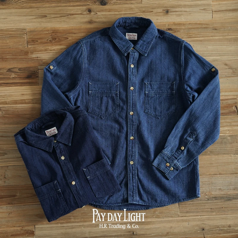 赔德莱|2025FW 蓝染刺子洗水衬衫 牛仔提花 袖口可调节 阿美咔叽