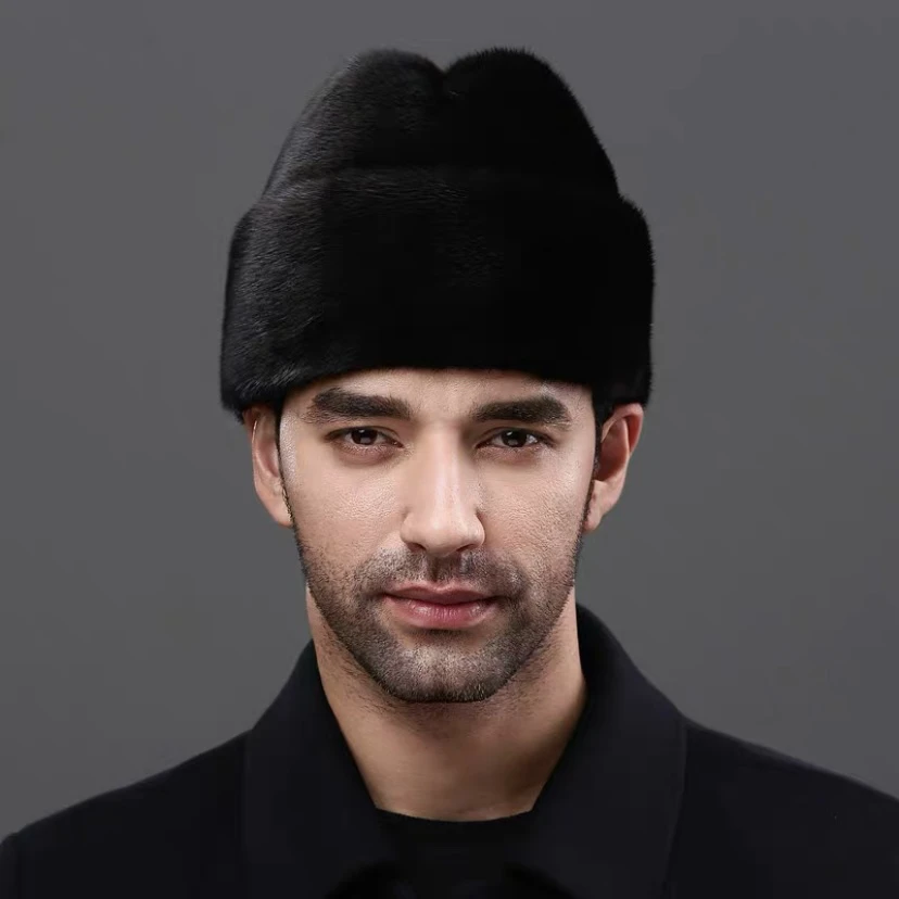 【水貂绅士帽】进口水貂整皮绅士帽  中老年人地主帽