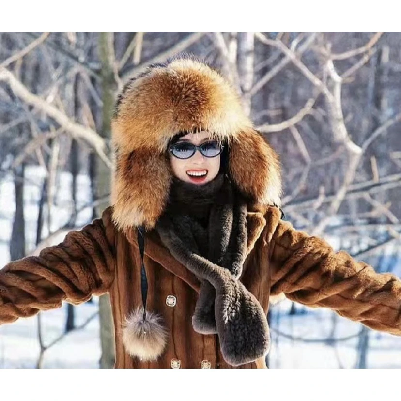 风吹半夏赵丽颖同款全毛霸王帽男女冬季户外加厚保暖时尚百搭